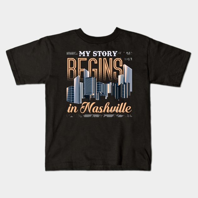 Nashville Tennessee Skyline Tshirt for Women, Men, & Kids Kids T-Shirt by bamalife